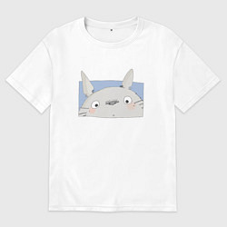 Футболка оверсайз женская Удивленный Тоторо, цвет: белый