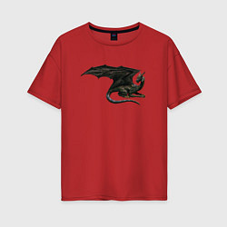 Футболка оверсайз женская Черный дракон, цвет: красный