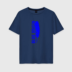 Женская футболка оверсайз Blue Origin logo перо