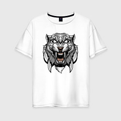 Женская футболка оверсайз Серый Тигр