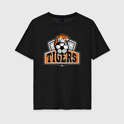 Футболка оверсайз женская Football Tigers, цвет: черный