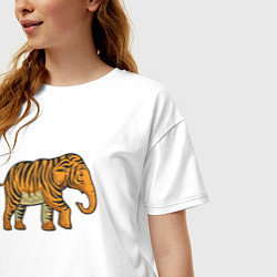 Футболка оверсайз женская Тигровый слон, цвет: белый — фото 2