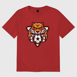 Футболка оверсайз женская Football Tiger, цвет: красный