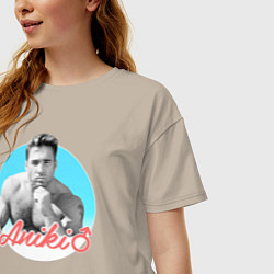 Футболка оверсайз женская Aniki Billy Herrington Gachumu, цвет: миндальный — фото 2