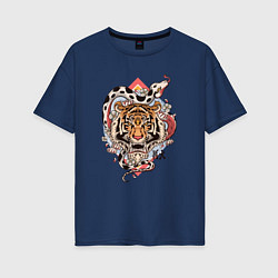 Женская футболка оверсайз Тигр и Змея