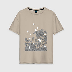 Женская футболка оверсайз Сакура в минимализме