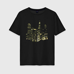 Женская футболка оверсайз Ночные огни мегаполиса