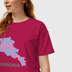 Футболка оверсайз женская Люблю Армению, цвет: маджента — фото 2