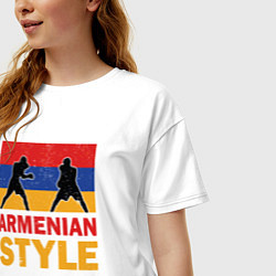 Футболка оверсайз женская Армянский стиль, цвет: белый — фото 2
