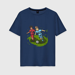 Женская футболка оверсайз Маленькие футболисты
