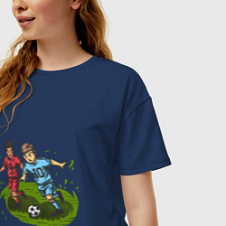 Футболка оверсайз женская Маленькие футболисты, цвет: тёмно-синий — фото 2