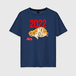 Женская футболка оверсайз Ленивый толстый тигр 2022