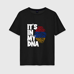 Футболка оверсайз женская ДНК - Армения, цвет: черный