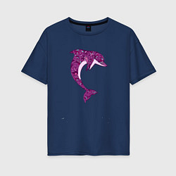 Женская футболка оверсайз Дельфин розовый