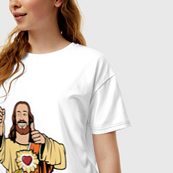 Футболка оверсайз женская Dogma - smile Jesus like, цвет: белый — фото 2