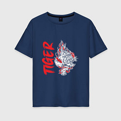 Футболка оверсайз женская Fire - Tiger, цвет: тёмно-синий