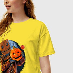Футболка оверсайз женская Halloween Scarecrow, цвет: желтый — фото 2