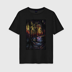 Женская футболка оверсайз Деревья в ночи
