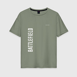 Футболка оверсайз женская BATTLEFIELD 2042 БЕЛЫЙ ЛОГОТИП, цвет: авокадо