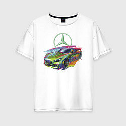 Женская футболка оверсайз Mercedes V8 Biturbo motorsport - sketch