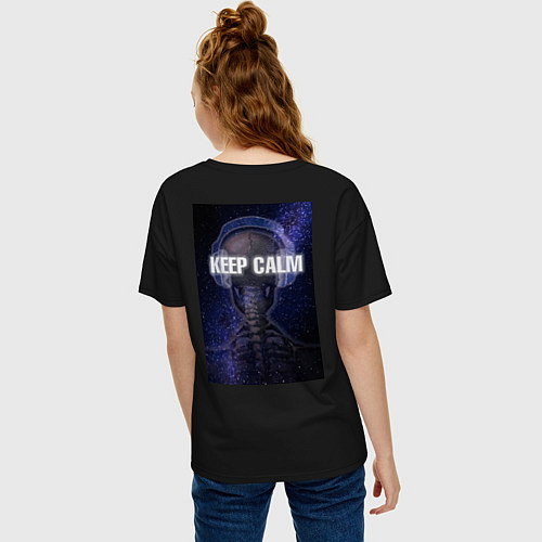 Женская футболка оверсайз ART - KEEP CALM / Черный – фото 4