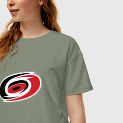 Футболка оверсайз женская Каролина Харрикейнз логотип, цвет: авокадо — фото 2