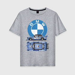 Футболка оверсайз женская BMW Motorsport Retro, Germany, цвет: меланж