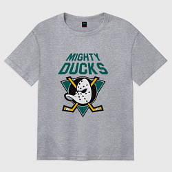 Футболка оверсайз женская Анахайм Дакс, Mighty Ducks, цвет: меланж