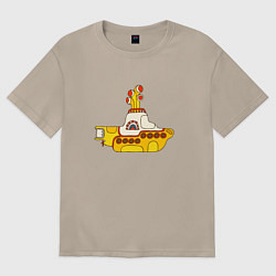 Женская футболка оверсайз The Beatles Yellow Submarine в дудл стиле