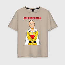 Футболка оверсайз женская Сайтама безразличие One Punch-Man, цвет: миндальный