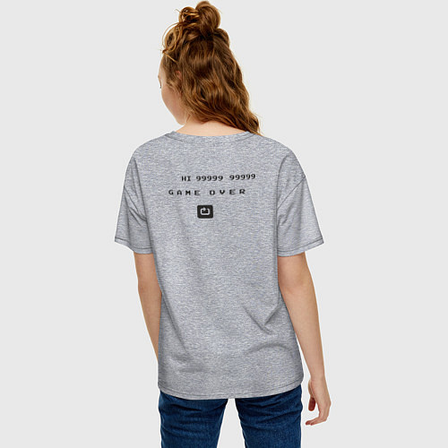 Женская футболка оверсайз Game over Google dino / Меланж – фото 4