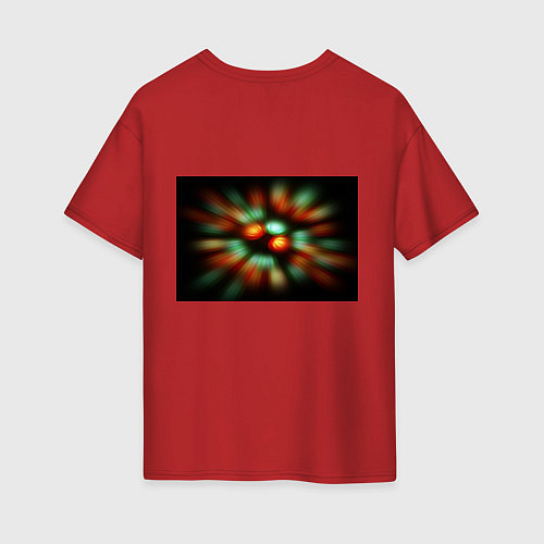 Женская футболка оверсайз Вспышка света в виде ярких линий / Красный – фото 2
