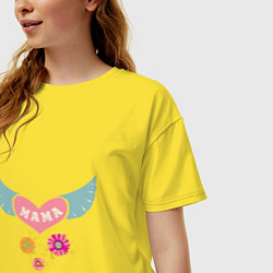Футболка оверсайз женская Крылья любви для мамы, цвет: желтый — фото 2