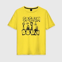 Футболка оверсайз женская Карикатура на группу System of a Down, цвет: желтый
