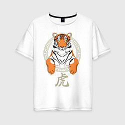 Женская футболка оверсайз Тигр в раме