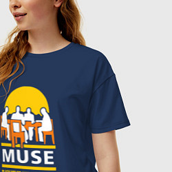 Футболка оверсайз женская Black Holes and Revelations - Muse, цвет: тёмно-синий — фото 2