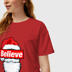 Футболка оверсайз женская I Believe In Santa Я Верю В Санту, цвет: красный — фото 2