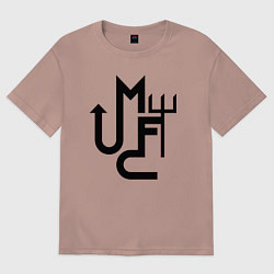 Футболка оверсайз женская Манчестер Юнайтед минимализм, цвет: пыльно-розовый