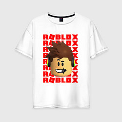 Футболка оверсайз женская ROBLOX RED LOGO LEGO FACE, цвет: белый