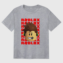 Футболка оверсайз женская ROBLOX RED LOGO LEGO FACE, цвет: меланж