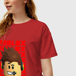 Футболка оверсайз женская ROBLOX RED LOGO LEGO FACE, цвет: красный — фото 2