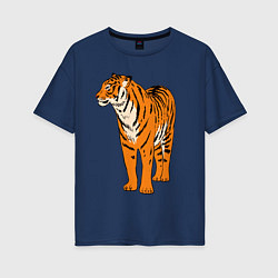 Футболка оверсайз женская Гордый независимый тигр, цвет: тёмно-синий