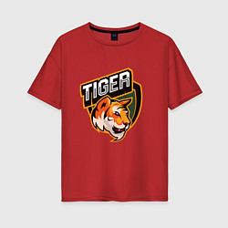 Женская футболка оверсайз Тигр Tiger логотип