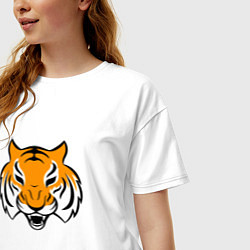 Футболка оверсайз женская Тигр логотип, цвет: белый — фото 2