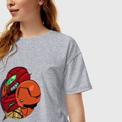 Футболка оверсайз женская Самус Метроид, цвет: меланж — фото 2