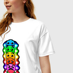 Футболка оверсайз женская Geometry Dash: Smiles, цвет: белый — фото 2