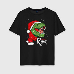 Футболка оверсайз женская T-rex Merry Roar, цвет: черный