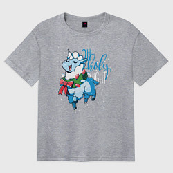 Женская футболка оверсайз Llama Oh holy night