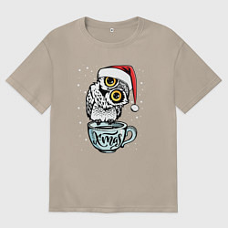 Футболка оверсайз женская X-mas Owl, цвет: миндальный