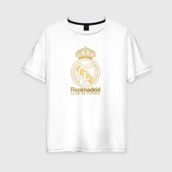 Футболка оверсайз женская Real Madrid gold logo, цвет: белый